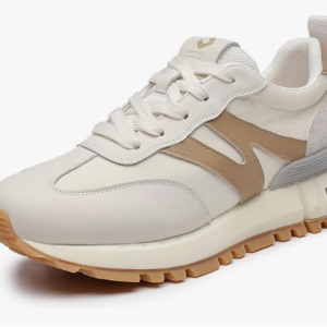 Women's Leather Patchwork Lace-Up Sneakers – Non-Slip Shoes